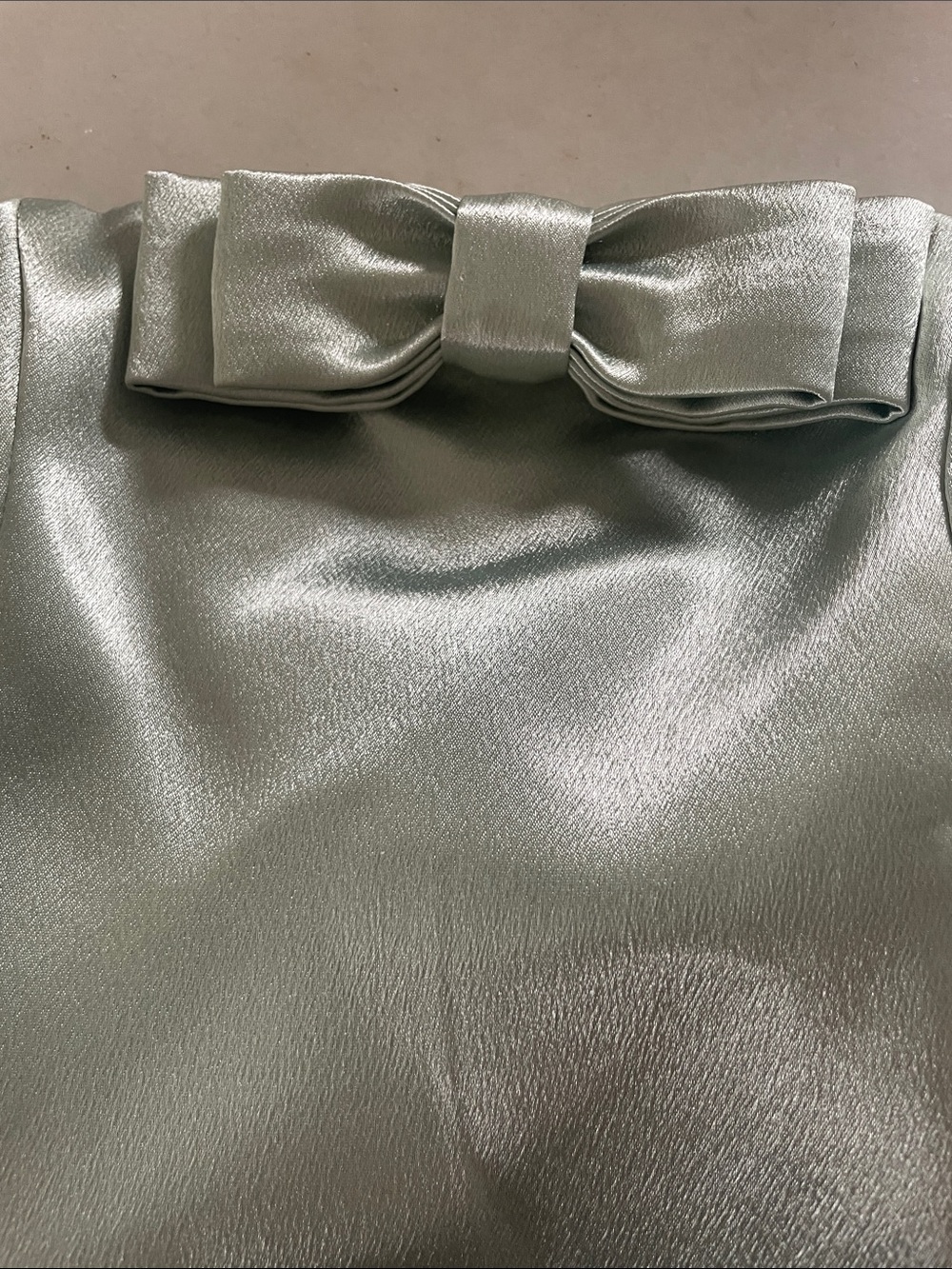 Mint Satin Floor-Length Evening Dress with Bow Neckline - Picture 12 of 13